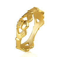 Gold Claddagh Heart Crown Ring (Available in Yellow and White)