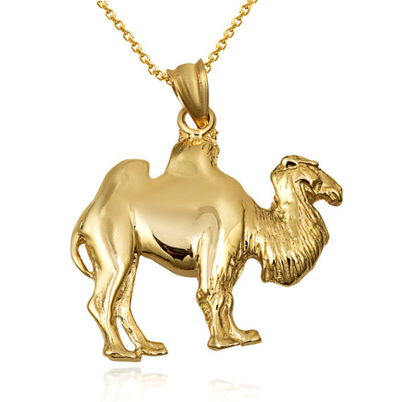 Gold Desert Camel Pendant Necklace (Available in Yellow/Rose/White Gold)
