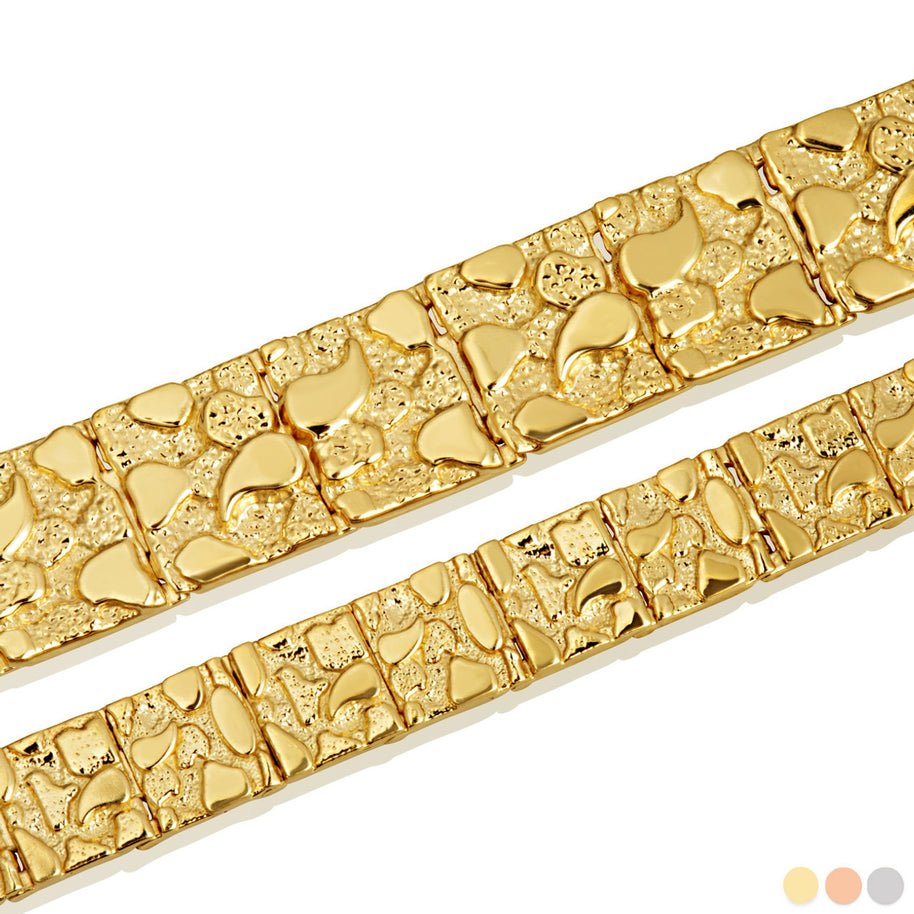 Solid Gold Heavy Nugget Bracelet (Available in Small/Large & Yellow/Rose/White Gold)
