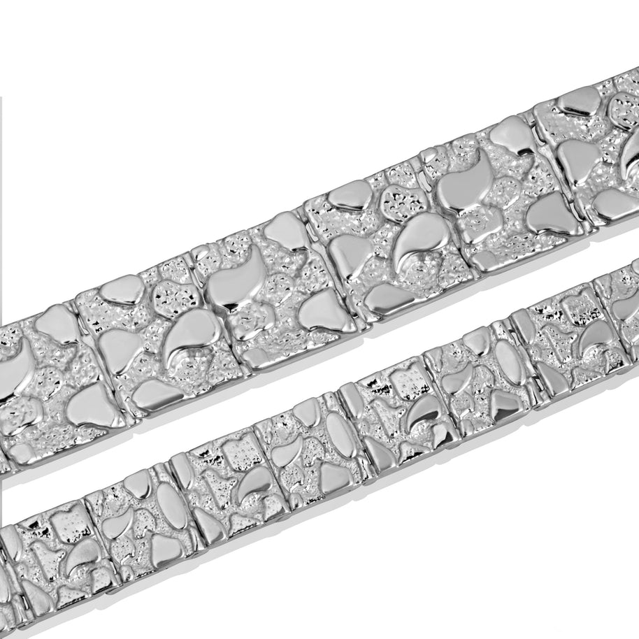 Solid .925 Sterling Silver Heavy Nugget Bracelet (Available in Small/Large)