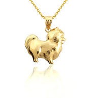 Gold Pomeranian PomChi Chihuahua Pet Dog Pendant Necklace (Available in Yellow/Rose/White Gold)