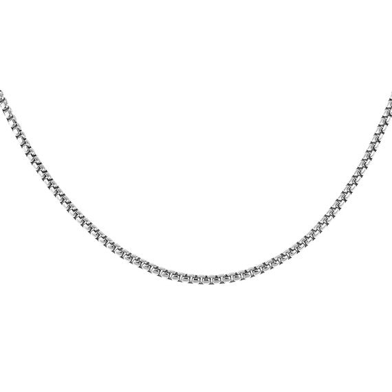 .925 Sterling Silver Men's Box Chain Link Necklace 2.4mm