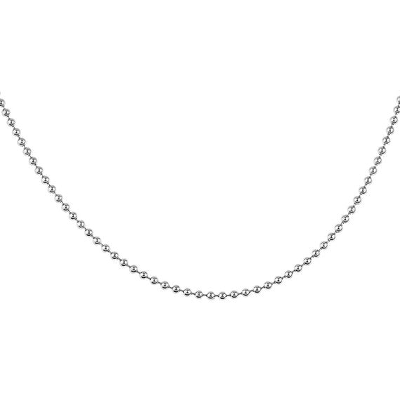 2.2mm Sterling Silver Beaded Ball Chain Necklace