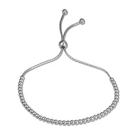 .925 Sterling Silver Adjustable Beaded Lariat Bracelet