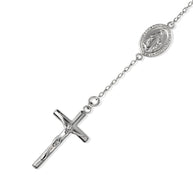 .925 Sterling Silver Beaded Jesus Christ Cross Crucifix Mother Mary Medallion Rosary Bracelet