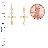 Solitaire Diamond Cross Leverback Earring(Available In Yellow/Rose/White Gold)