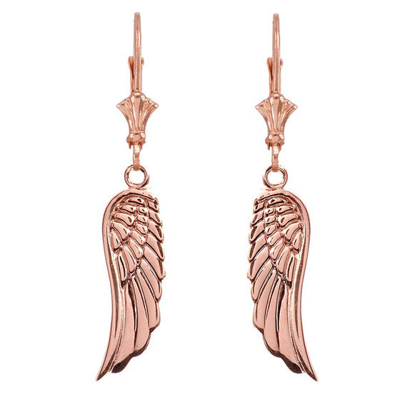 Angel Wings Leverback Earrings(Available in Yellow/Rose/White Gold)