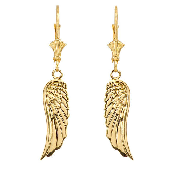 Angel Wings Leverback Earrings(Available in Yellow/Rose/White Gold)