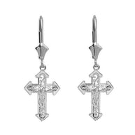 14K Dainty Fitchee Cross Earrings(Available in Yellow/Rose/White Gold)