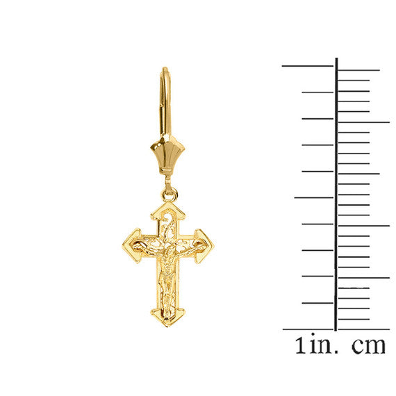 14K Dainty Fitchee Cross Earrings(Available in Yellow/Rose/White Gold)