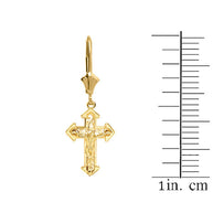 14K Dainty Fitchee Cross Earrings(Available in Yellow/Rose/White Gold)
