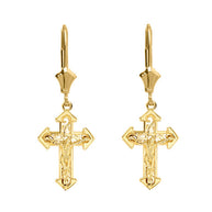 14K Dainty Fitchee Cross Earrings(Available in Yellow/Rose/White Gold)