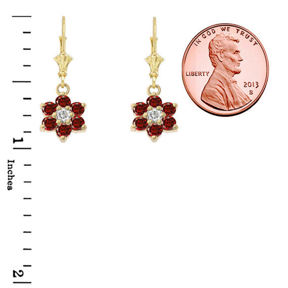 Dainty Milgrain Flower Personalized Birthstone Earring In 10K Gold