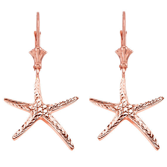 Diamond Cut Starfish Earrings(Available in Yellow/Rose/White Gold)