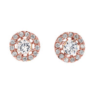 14K Gold Halo Diamond Stud Earrings (Available in Yellow/Rose/White)