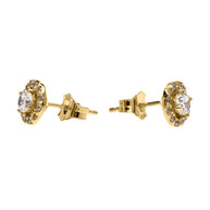 14K Gold Halo Diamond Stud Earrings (Available in Yellow/Rose/White)