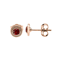 Rose Gold Garnet Stud Earrings