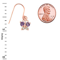 Mini Butterfly with Birthstones Earrings in Gold (Yellow/Rose/White)