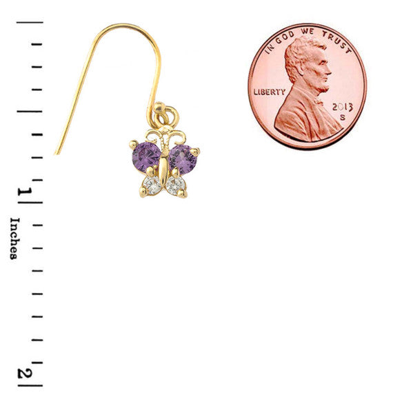 Mini Butterfly with Birthstones Earrings in Gold (Yellow/Rose/White)