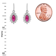 Genuine Ruby Marquise-Shaped Fancy Dangle Earrings in Sterling Silver