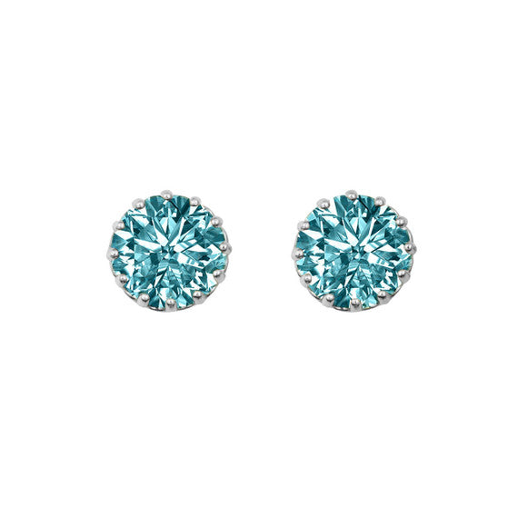 1Solid Gold Gemstone Statement Stud Earrings(Available in Yellow/White Gold)