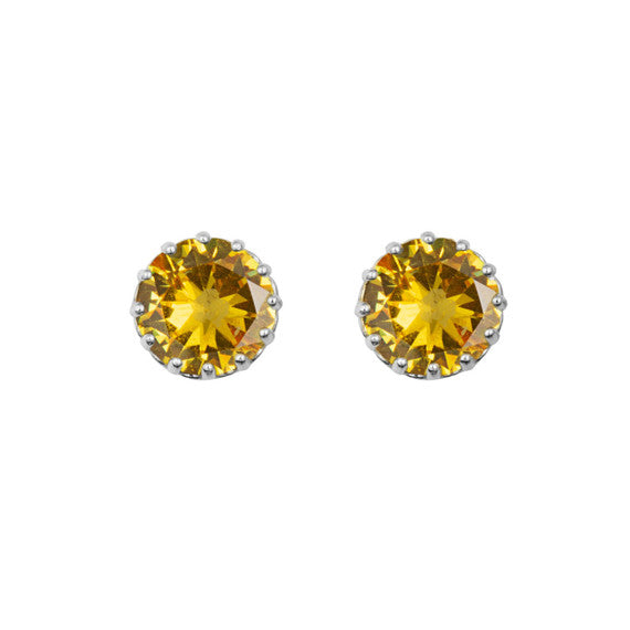 1Solid Gold Gemstone Statement Stud Earrings(Available in Yellow/White Gold)