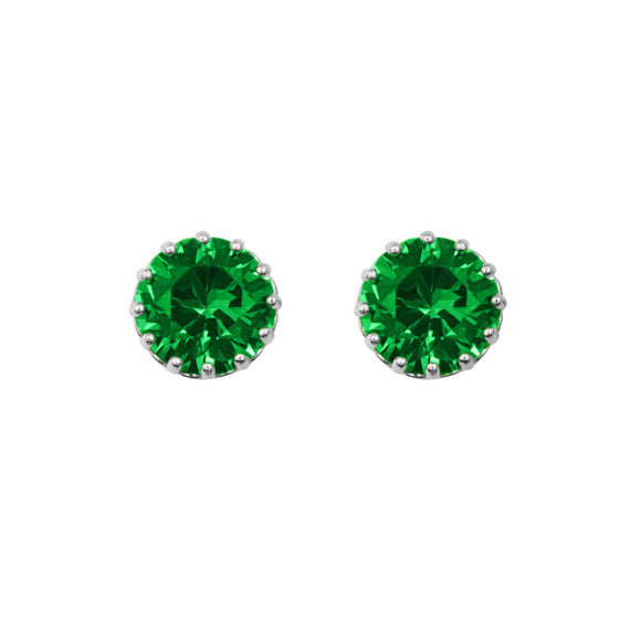 1Solid Gold Gemstone Statement Stud Earrings(Available in Yellow/White Gold)