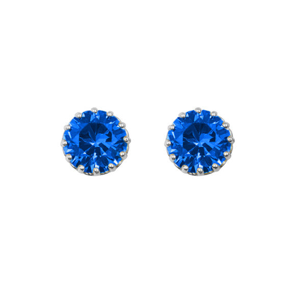 1Solid Gold Gemstone Statement Stud Earrings(Available in Yellow/White Gold)