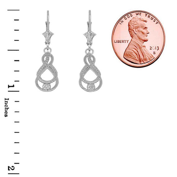 Dainty Diamond Double Infinity Knot Earrings in Sterling Silver