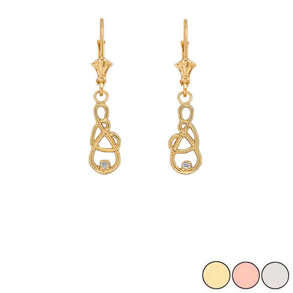 Gold Infinity Heart Diamond Leverback Earrings (Available in Yellow/Rose/White Gold)