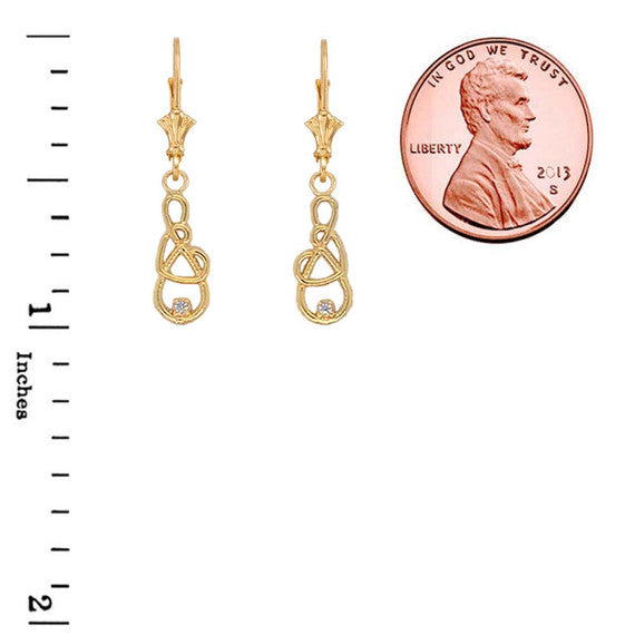 Gold Infinity Heart Diamond Leverback Earrings (Available in Yellow/Rose/White Gold)