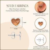 .925 Sterling Silver Custom Enamel Heart Stud Earrings