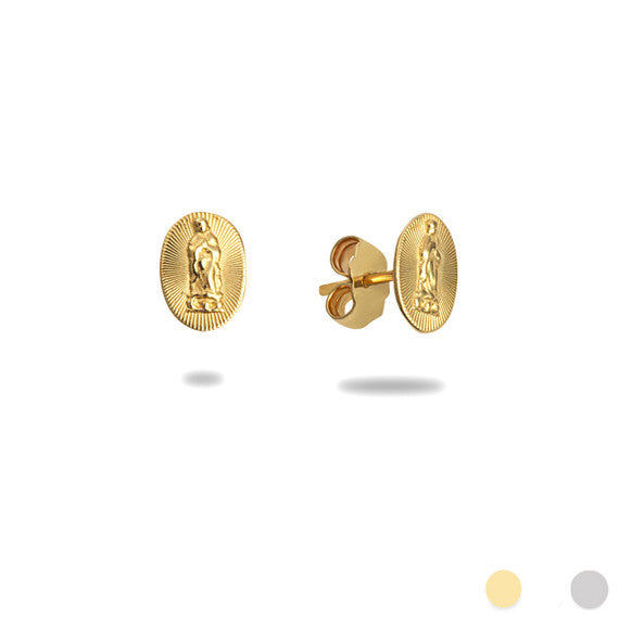 Gold Mother Mary Stud Earrings (Available in Yellow/White Gold)