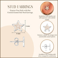 .925 Sterling Silver Custom Enamel Star Stud Earrings