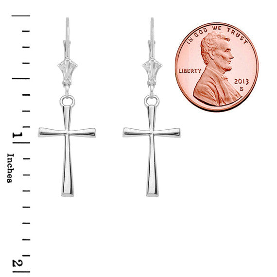Cross Leverback Earring In Sterling Silver