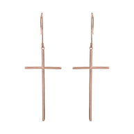 Dangling Dainty Solid Gold Cross Earrings(Available in Yellow/Rose/White Gold)