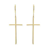 Dangling Dainty Solid Gold Cross Earrings(Available in Yellow/Rose/White Gold)