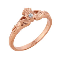 Gold Diamond Claddagh Promise Ring(Available in Yellow/Rose/White Gold)