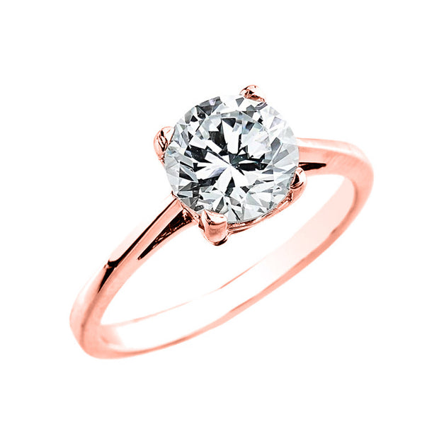 Gold 2.50 ct Cubic Zirconia Dainty Solitaire Engagement Ring(Available In Yellow/Rose/White Gold)