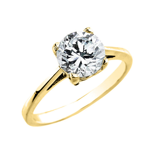 Gold 2.50 ct Cubic Zirconia Dainty Solitaire Engagement Ring(Available In Yellow/Rose/White Gold)
