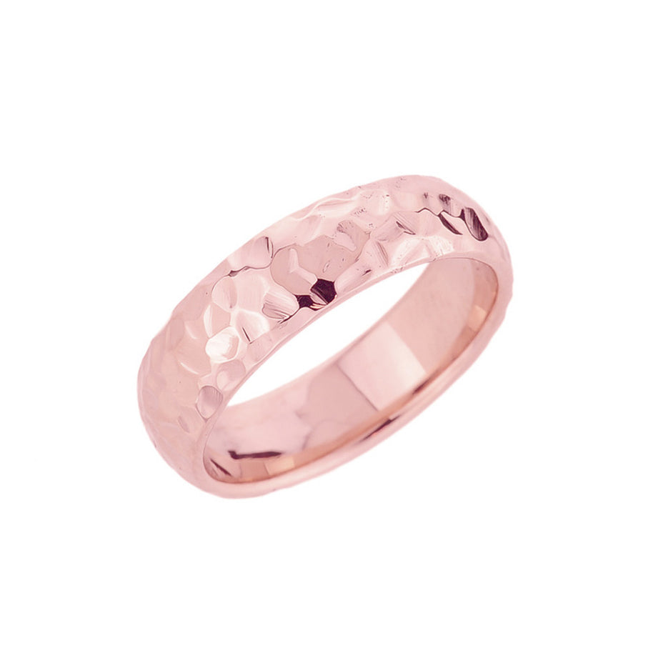 Solid Gold Hammered Wedding Band (Available in Yellow/Rose/White Gold)
