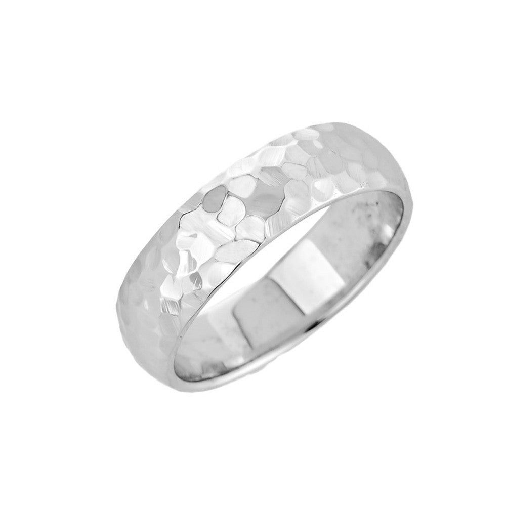 Solid Gold Hammered Wedding Band (Available in Yellow/Rose/White Gold)