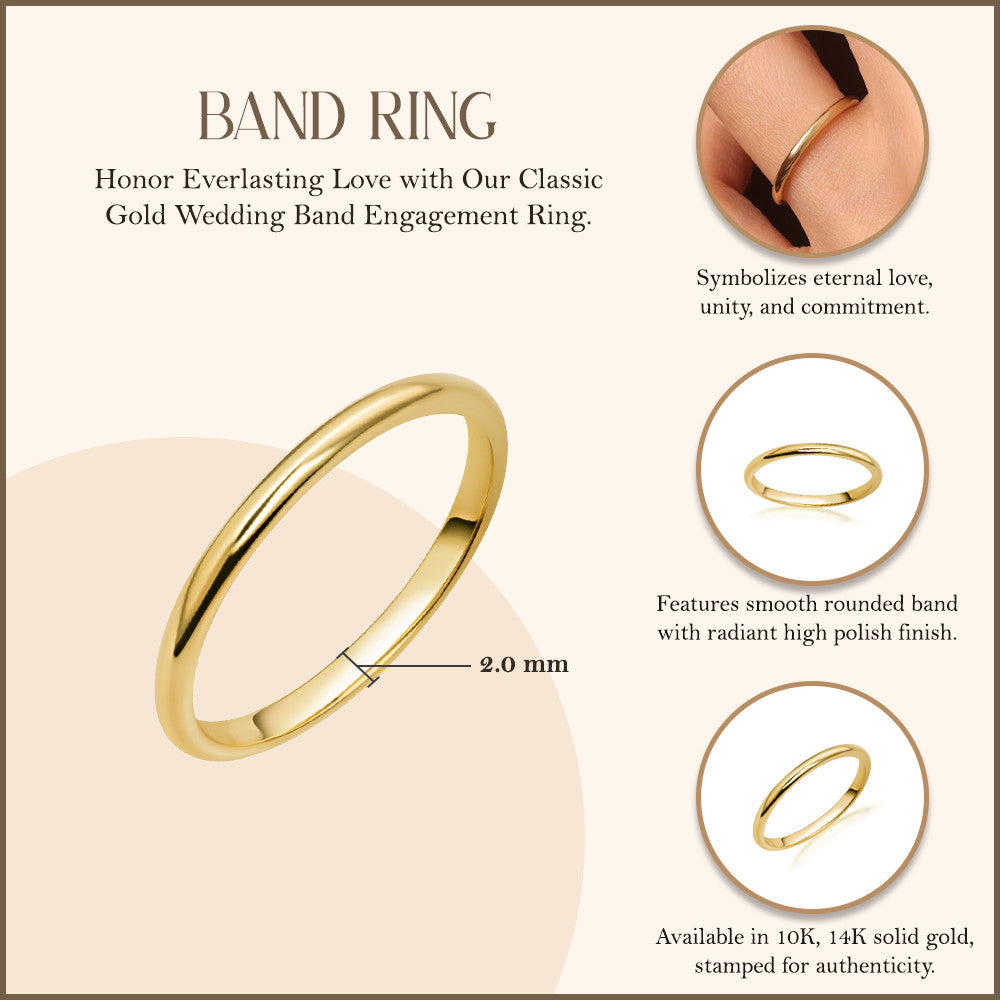 Gold Wedding Band Engagement Ring (Available in Yellow/Rose/White Gold)