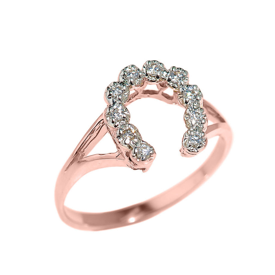Gold Cubic Zirconia Horseshoe Ladies Ring(Available In Yellow/Rose/White Gold)