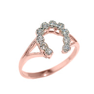 Gold Cubic Zirconia Horseshoe Ladies Ring(Available In Yellow/Rose/White Gold)