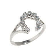 .925 Sterling Silver Lucky Horseshoe Cubic Zirconia Ring