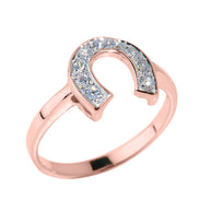 Gold Lucky Cubic Zirconia Horseshoe Ring (Available in Yellow/Rose/White Gold)