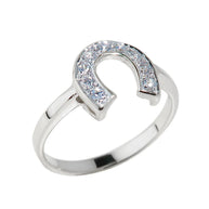 Gold Lucky Cubic Zirconia Horseshoe Ring (Available in Yellow/Rose/White Gold)