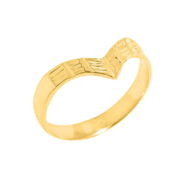 Solid Gold Diamond-Cut Thumb Ring(Available In Yellow/Rose/White Gold)