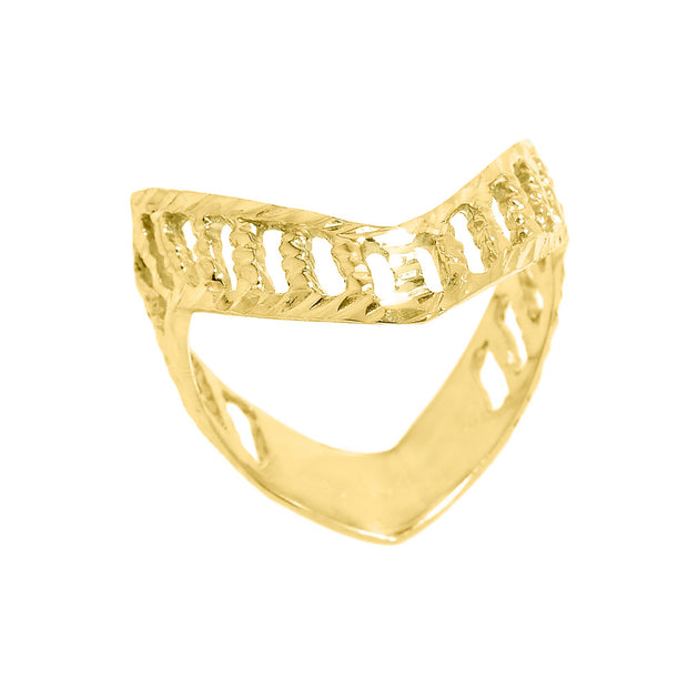 Solid Gold Diamond-Cut Open Work Thumb Ring (Available in Yellow/Rose/White Gold)